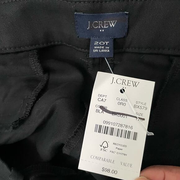 J. Crew Factory Wide Leg pleated twill trouser pant 20T 100% Tencel Black NWT - Picture 8 of 10